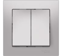 2-клавишный выключатель Systeme Electric ATLASDESIGN сх.5, 10АХ, в сборе, быстрозажимные клеммы, алюминий ATN000352S 10 шт 13606482108667
