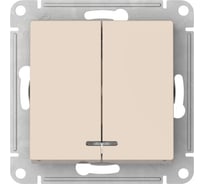 2-клавишный выключатель Systeme Electric ATLASDESIGN с подсветкой, сх.5а, 10АХ,быстрозажимные клеммы, бежевый ATN000253S 20 шт 13606482108759