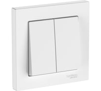 2-клавишный выключатель Systeme Electric ATLASDESIGN сх.5, 10АХ, в сборе, быстрозажимные клеммы, белый ATN000152S 15 шт 13606482108643