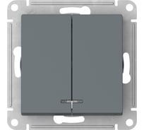 2-клавишный выключатель Systeme Electric ATLASDESIGN с подсветкой, сх.5а, 10АХ, быстрозажимные клеммы, грифель ATN000753S 10 шт 13606482108803