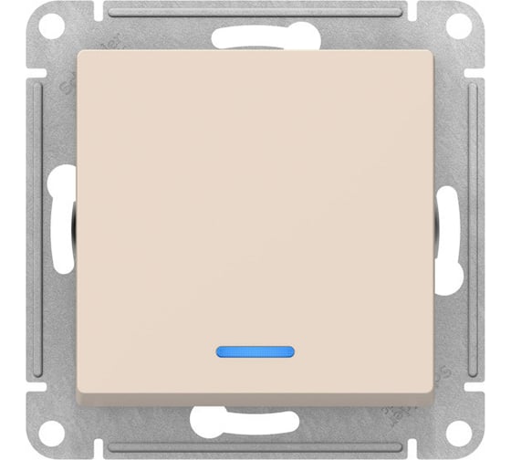1-клавишный переключатель Systeme Electric GLOSSA с подсветкой, сх.6а, 10АХ, быстрозажимные клеммы, бежевый GSL000263S 20 шт 13606482111445 1