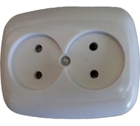 Розетка ООО Ливны-Электро двойная РС 10-010, белая в количестве 2 штук РС 1034с