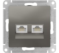 Механизм розетки двойной компьютерной Systeme Electric ATLASDESIGN RJ45+RJ45, кат.6А, сталь ATN000988 5 шт 4690201045625