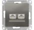 Механизм розетки двойной компьютерной Systeme Electric ATLASDESIGN RJ45+RJ45, кат.6А, сталь ATN000988 5 шт 4690201045625 1