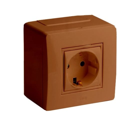 Коробка для миниканалов DKC с силовой розеткой, коричневая 10482B 1