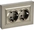 Розетка IEK BRITE 2-я с заземлением, с защитными шторками, плоская,16А в сборе РСшПл12-3-БрШ шампань BR-R28-16-K37-F 1