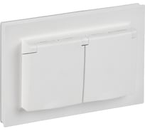 Розетка IEK BRITE 2-я с крышкой 16А в сборе IP44 РСбш12-3-44-БрАБ арктический BR-R26-16-44-K91-F