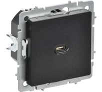 Розетка IEK BRITE USB C, 65Вт, высокоскоростная зарядка, черный РЮ12-1-БрЧ BR-U13-065-K02