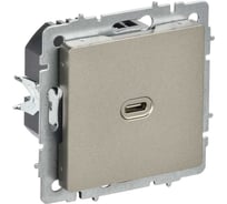 Розетка IEK BRITE USB C, 65Вт, высокоскоростная зарядка, шампань РЮ12-1-БрШ BR-U13-065-K37