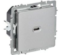 Розетка IEK BRITE USB C, 65Вт, высокоскоростная зарядка, алюминий РЮ12-1-БрА BR-U13-065-K47