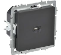 Розетка IEK BRITE USB C, 65Вт, высокоскоростная зарядка, графит РЮ12-1-БрГ BR-U13-065-K53