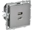 Розетка IEK BRITE USB A+C, 45Вт, высокоскоростная зарядка, сталь РЮ11-2-БрС BR-U22-045-K46 1