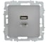 Розетка IEK BRITE USB A+C, 45Вт, высокоскоростная зарядка, сталь РЮ11-2-БрС BR-U22-045-K46 2