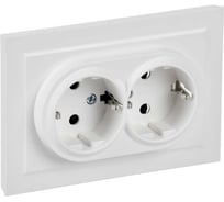 Розетка двойная IEK BRITE с заземлением, без шторок, 16А, в сборе, арктический белый РС12-3-БрАБ BR-R21-16-K91-F