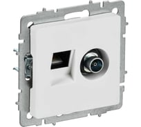 Розетка двойная IEK BRITE TV+RJ45, категория 5E, арктический белый РТВ/РК12-БрАБ BR-AK20-1-K91