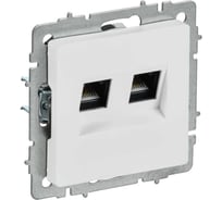 Розетка компьютерная двойная IEK BRITE RJ45, категория 5E, арктический белый РК10-2-БрАБ BR-K20-1-K91