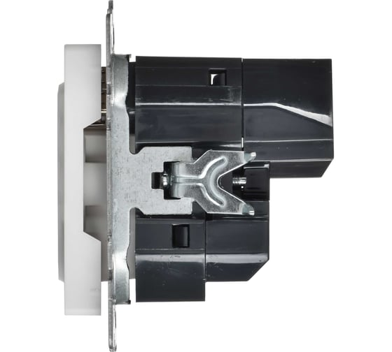 Розетка IEK BRITE с заземлением и шторками, 16А, с USB A+A, 2.1А, арктический белый РЮш10-1-БрАБ BR-R14-16-U21-D21-K91