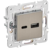 Розетка IEK SKANDY USB A+C, 18Вт, никель SK-R13N SK-U22-018-K50
