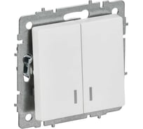 Выключатель 2-клавишный IEK BRITE с индикацией, 10А, арктический белый ВС10-2-1-БрАБ BR-V20-1-10-K91