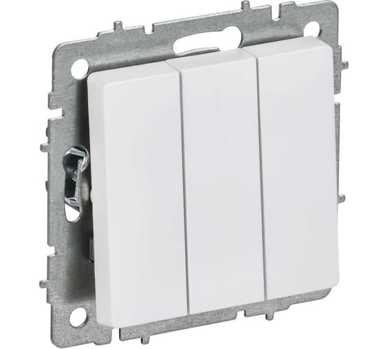 Выключатель 3-клавишный IEK BRITE 10А, арктический белый ВС10-3-0-БрАБ BR-V30-0-10-K91 1
