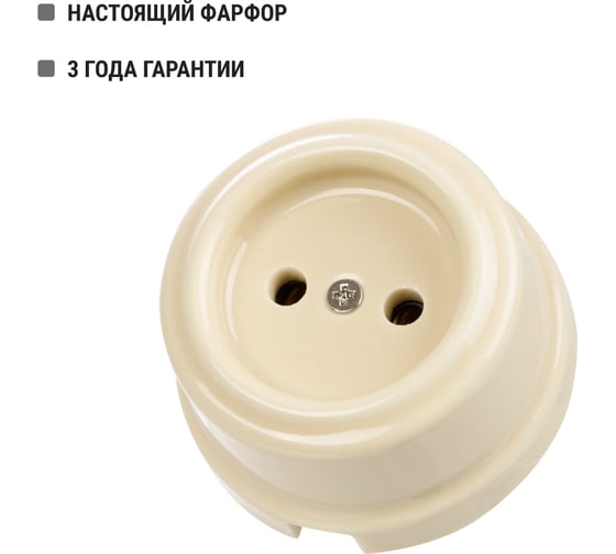 Розетка TDM ELECTRIC фарфоровая 2П 10А 250В слоновая кость, серия "Болонь" SQ1820-0311