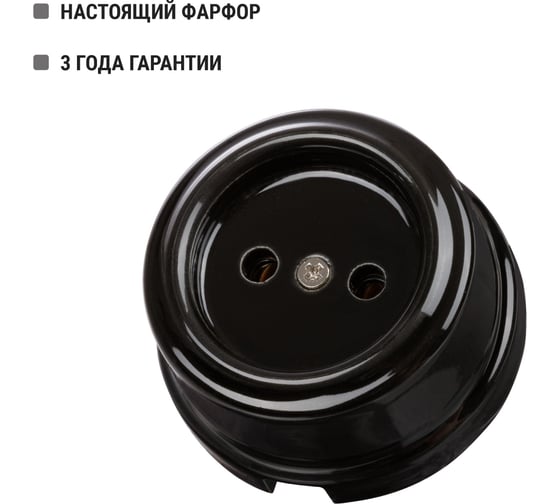 Розетка TDM ELECTRIC фарфоровая 2П 10А 250В черная, серия "Болонь" SQ1820-0005
