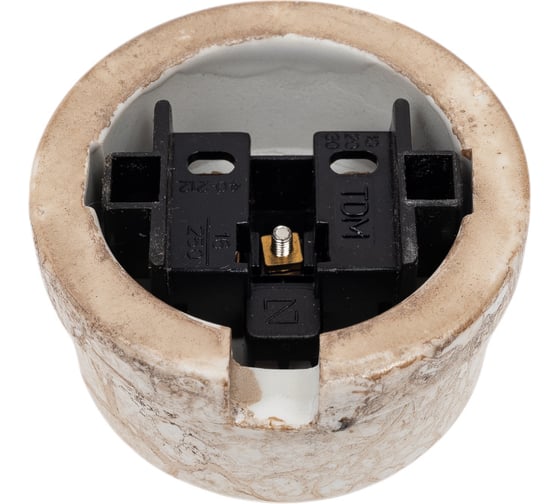 Розетка TDM ELECTRIC фарфоровая 2П 10А 250В мраморная, серия "Болонь" SQ1820-0006