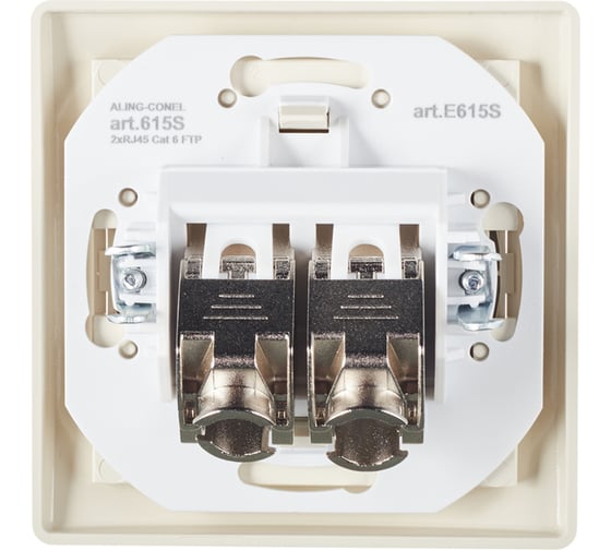 Коммуникационная розетка Aling-conel PRESTIGE двойная RJ45 Cat6 FTP, бежевая 615S.99 113222