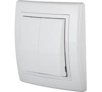 Двухклавишный выключатель Aling-conel PRESTIGE 10AX 250В, белый 606.00 113048