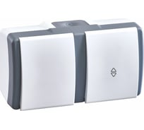 Одноклавишный выключатель + одноклавишный проходной выключатель Mono Electric OCTANS IP54, бело-серый 154-020001-196