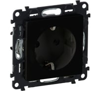 Силовая розетка Legrand Valena LIFE 2К+З 16А 250В с защитными шторками. Безвинтовые зажимы. С лицевой панелью. Антрацит. 756320