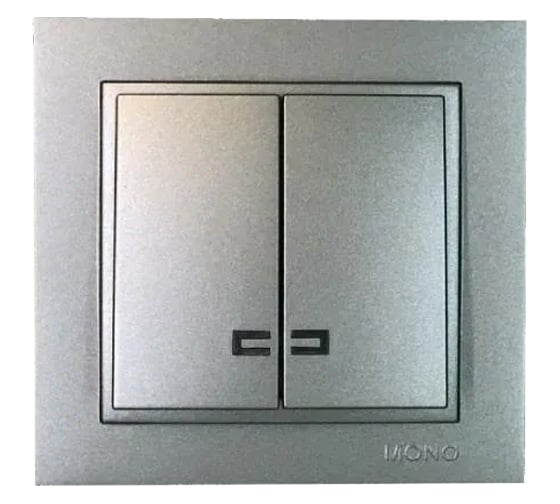 Двухклавишный выключатель с подсветкой Mono Electric DESPINA антрацит 102-242425-103 1