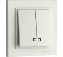 Двухклавишный выключатель с подсветкой Mono Electric DESPINA жемчуг 102-252525-103