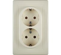 Двойная розетка Aling-conel PRESTIGE 16A 250В с поликарбонатовой вставкой, бежевая 604.99 113061