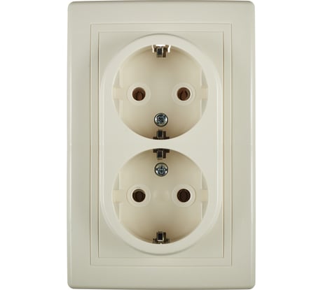 Двойная розетка Aling-conel PRESTIGE 16A 250В с поликарбонатовой вставкой, бежевая 604.99 113061