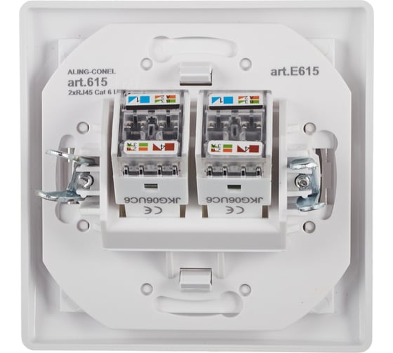 Коммуникационная двойная розетка Aling-conel PRESTIGE RJ45 Cat6 UTP, белая 615.00 113032