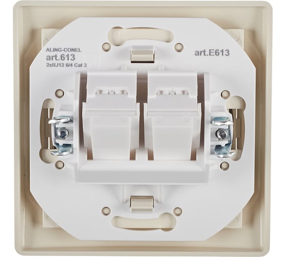 Телефонная розетка Aling-conel PRESTIGE 2xRJ12 6/4 Cat3, бежевая 613.999 113219