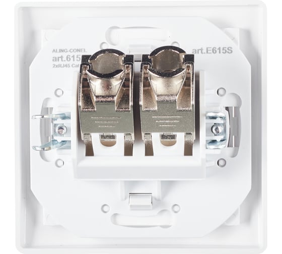 Коммуникационная двойная розетка Aling-conel PRESTIGE RJ45 Cat6 FTP, белая 615S.000 114015