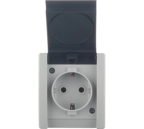 Розетка Aling-conel POWER IP44 16A 250В открытой установки с поликарбонатовой вставкой, серый 2411.1A 117040