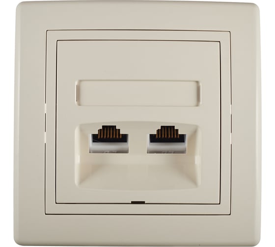 Коммуникационная двойная розетка Aling-conel PRESTIGE RJ45 Cat6 UTP, бежевая 615.99 113221 1