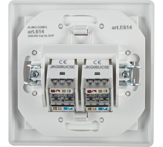 Коммуникационная двойная розетка Aling-conel PRESTIGE RJ45 Cat5e UTP, белая 614.00 113031