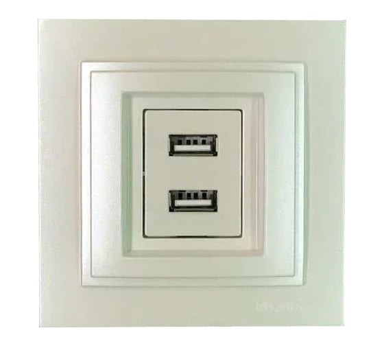 2-я USB розетка Mono Electric DESPINA зарядка, жемчуг 102-252505-178