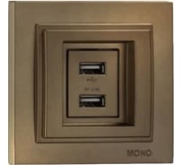2-я USB розетка Mono Electric DESPINA зарядка, бронза 102-232305-178