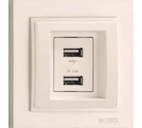 2-я USB розетка Mono Electric DESPINA зарядка, слоновая кость 102-010005-178