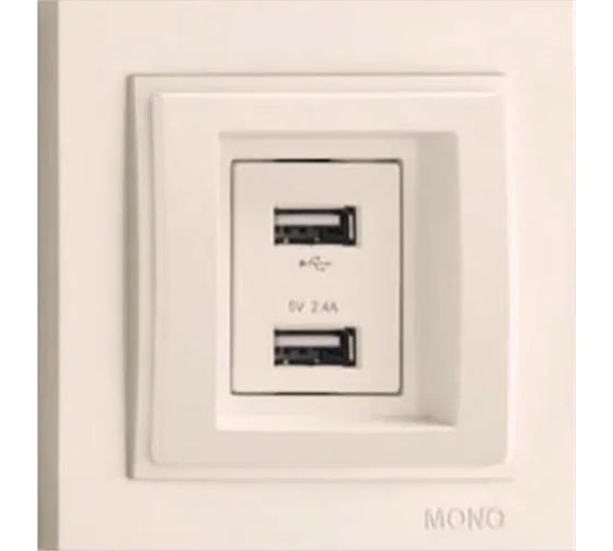 2-я USB розетка Mono Electric DESPINA зарядка, слоновая кость 102-010005-178