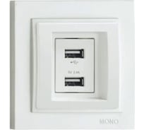 2-я USB розетка Mono Electric DESPINA зарядка, крем 102-170005-178