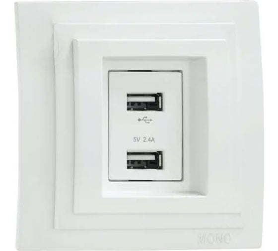 2-я USB розетка Mono Electric LARISA зарядка, белый 103-191905-178 1