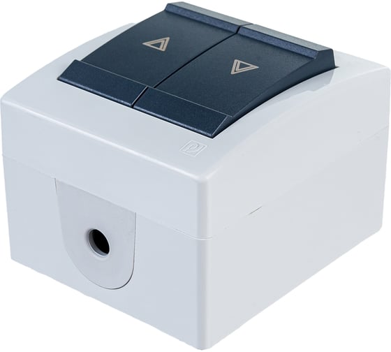 Кнопка выключателя управления жалюзи Aling-conel POWER IP44 10AX 250В открытой установки, серый 257.1A 117063