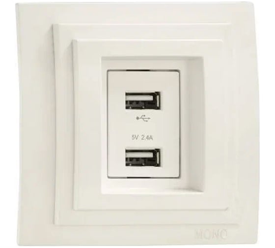 2-я USB розетка Mono Electric LARISA зарядка, крем 103-171705-178