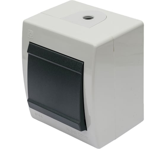 Клавишный однополюсный выключатель Aling-conel POWER IP44 10AX 250В открытой установки, серый 251.1A 117019